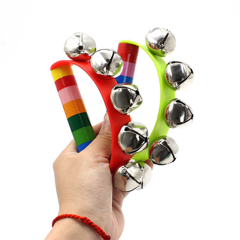 Rainbow Hand Jingle Bells Wood - A Musical Instrument You Shake 评论和价格