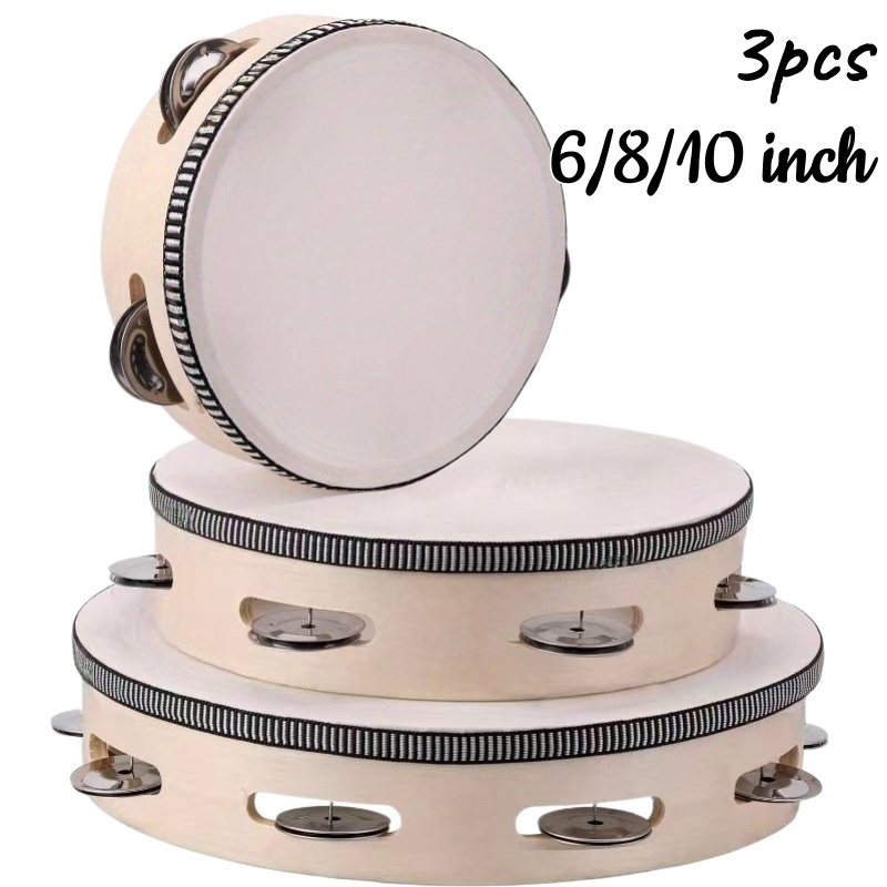 1/3pcs Wooden Tambourine 6/8/1 - Musical Instrument Game 评论和价格