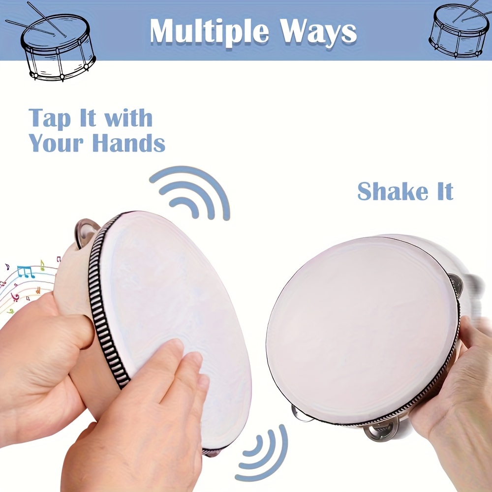 1/3pcs Wooden Tambourine 6/8/1 - Musical Instrument Game 评论和价格